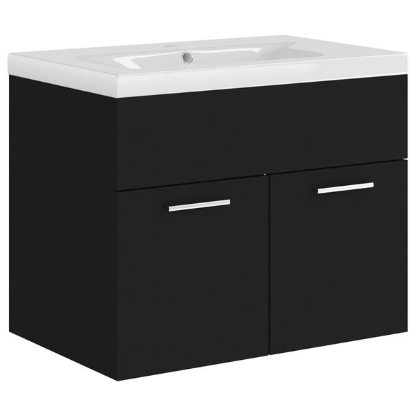 vidaXL Mueble con lavabo madera de ingeniería negro