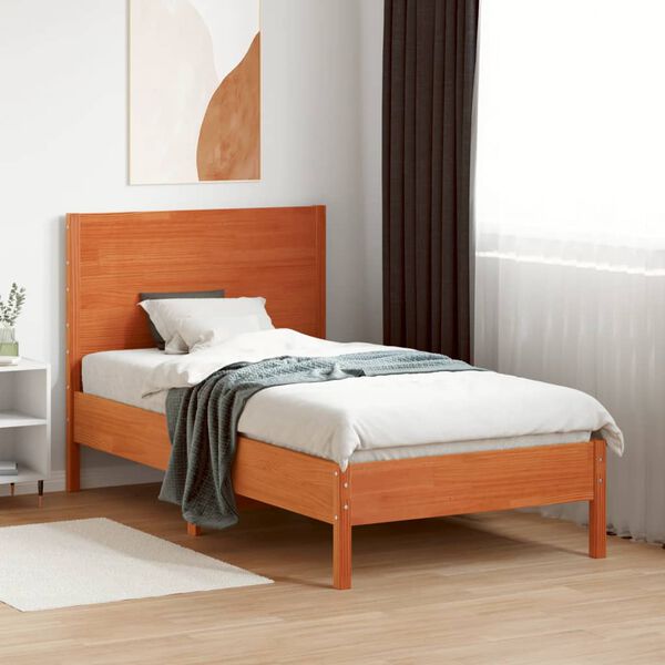 vidaXL Cabecero de cama madera maciza de pino marr&oacute;n cera 100 cm