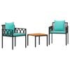 vidaXL Juego de muebles de exterior 3 pcs Negro y Turquesa