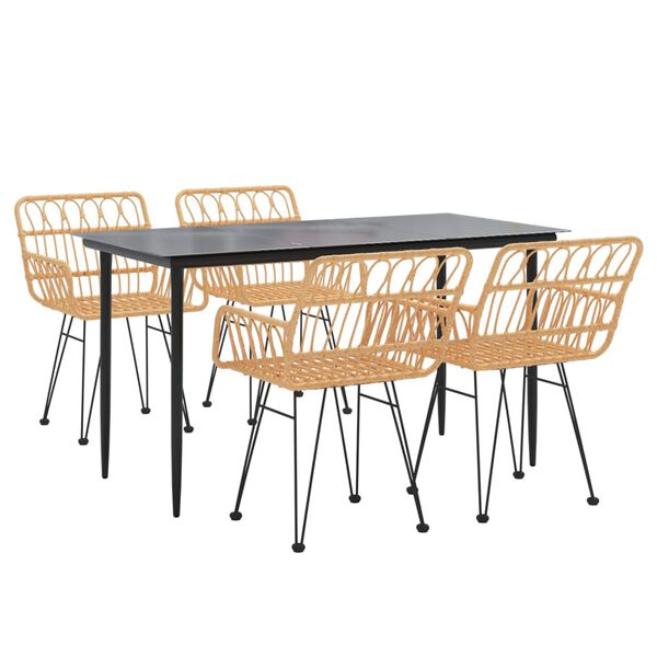 vidaXL Juego de comedor de jardín 5 piezas ratán sintético