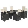 vidaXL Set de comedor de jard&iacute;n 7 pzas y cojines rat&aacute;n sint&eacute;tico negro