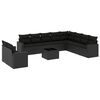 vidaXL Set de sof&aacute;s de jard&iacute;n 11 pzas y cojines rat&aacute;n sint&eacute;tico negro