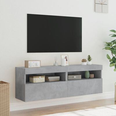 vidaXL Muebles TV de pared luces LED 2 uds gris hormigón 60x30x40 cm