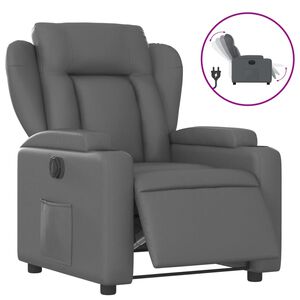 vidaXL Sill&oacute;n reclinable el&eacute;ctrico de cuero sint&eacute;tico gris