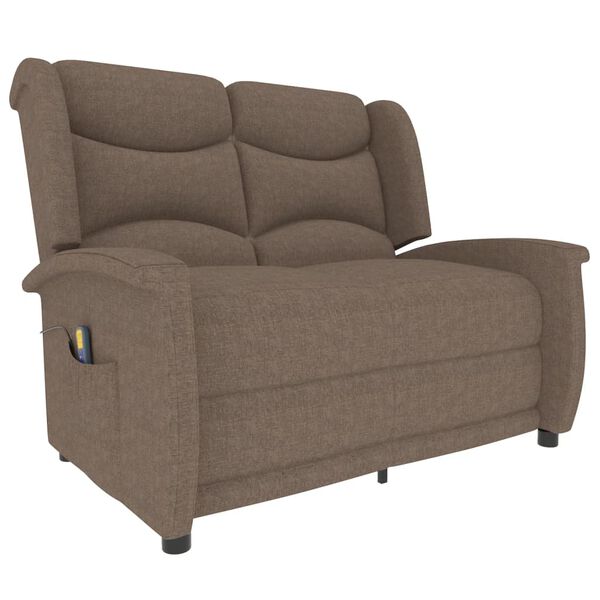 vidaXL Sill&oacute;n reclinable de masaje de 2 plazas tela taupe