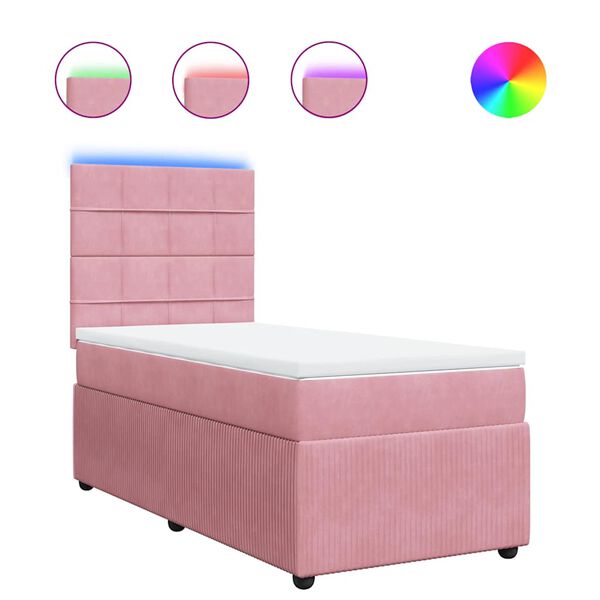 vidaXL Cama box spring con colch&oacute;n terciopelo rosa 80x200 cm