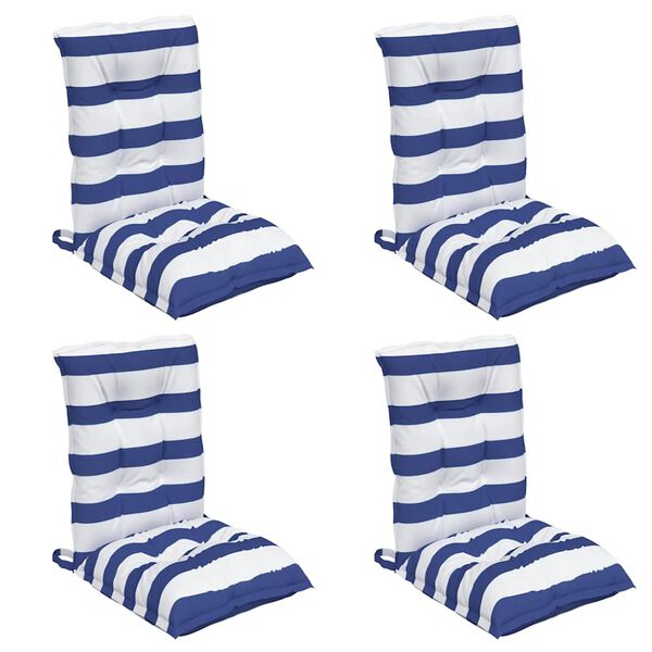 vidaXL Cojines silla respaldo bajo 4 uds tela Oxford rayas azul blanco