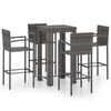 vidaXL Muebles de bar de jard&iacute;n 5 pzas rat&aacute;n PE reposabrazos gris