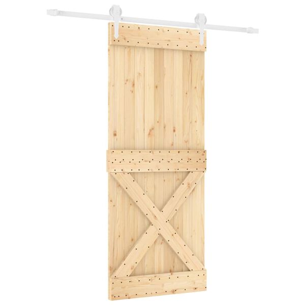vidaXL Puerta corredera con herrajes madera maciza de pino 90x210 cm
