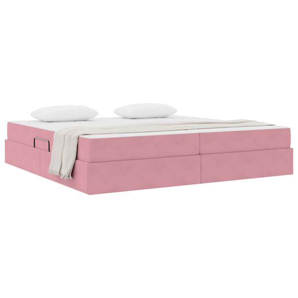 vidaXL Cama con almacenamiento y colch&oacute;n Rosa 200 x 200 cm Terciopelo