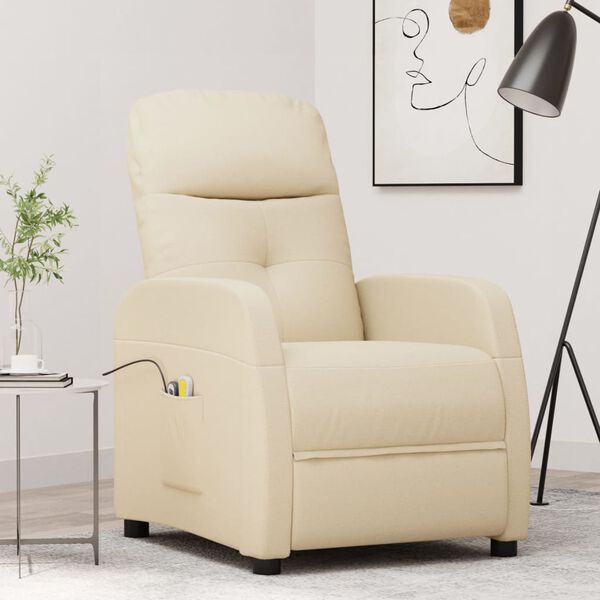vidaXL Sill&oacute;n de masaje el&eacute;ctrico tela color crema