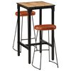 vidaXL Set de mesa alta y taburetes 3 pzas madera maciza mango y metal