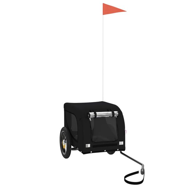 vidaXL Remolque de bicicleta mascotas hierro tela Oxford negro