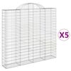 vidaXL Cestas de gaviones 5 uds forma de arco hierro 200x30x180/200 cm