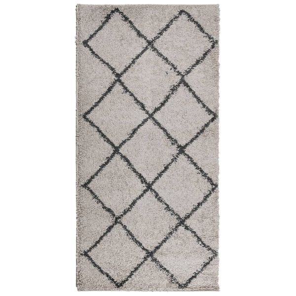 vidaXL Alfombra pelo largo moderna PAMPLONA beige antracita 100x200 cm