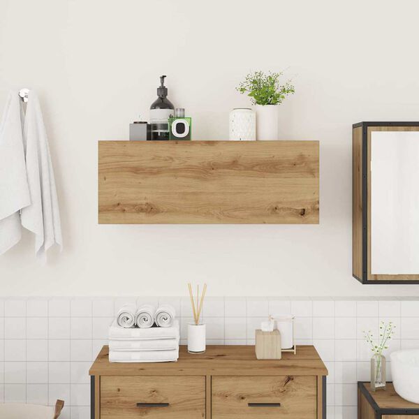 vidaXL Mueble de pared ba&ntilde;o madera ingenier&iacute;a roble artisan 80x25x30cm