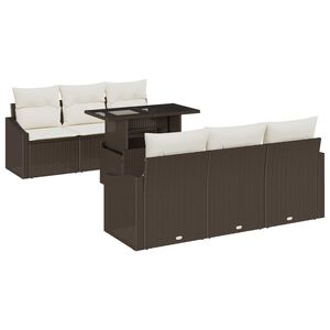 vidaXL Conjunto de sof&aacute; de jard&iacute;n 7 pcs Marr&oacute;n rat&aacute;n sint&eacute;tico