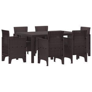 vidaXL Conjunto de Comedor de Jard&iacute;n 7 uds. Marr&oacute;n Ratan Polt