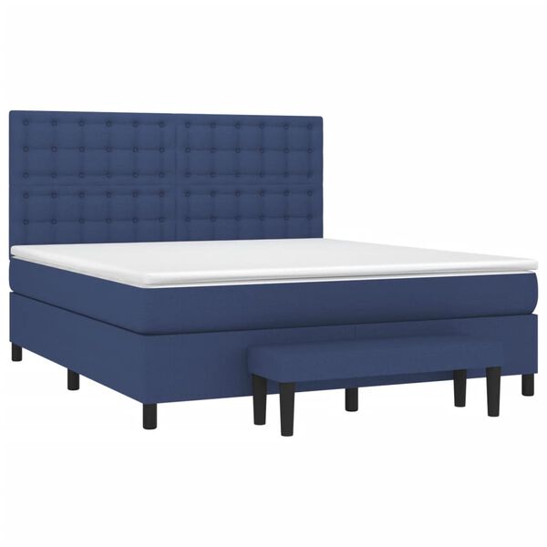 vidaXL Cama box spring con colch&oacute;n tela azul 160x200 cm