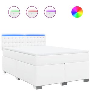 vidaXL Cama box spring con colch&oacute;n cuero sint&eacute;tico blanco 140x190 cm