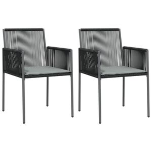 vidaXL Sillas jard&iacute;n con cojines 2 uds rat&aacute;n PE negro 54x60,5x83,5cm