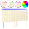 vidaXL Cabecero con luces LED cuero sint&eacute;tico crema 180x5x118/128 cm