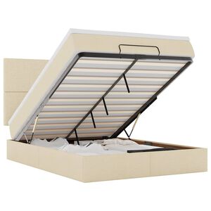 vidaXL Estructura de cama otomana con colch&oacute;n tela crema 140x200cm