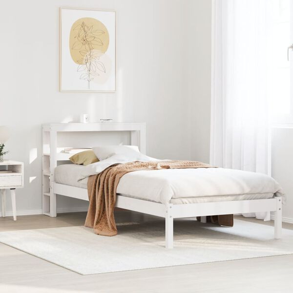 vidaXL Estructura de cama sin colch&oacute;n madera de pino blanca 90x200 cm