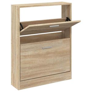 vidaXL Zapatero de roble 59x17x81 cm Madera de ingenier&iacute;a