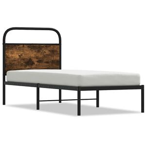 vidaXL Estructura cama sin colch&oacute;n 75x190 cm madera roble ahumado