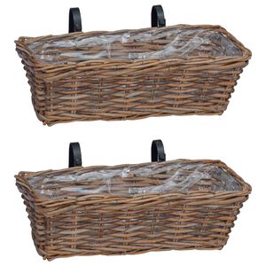 vidaXL Cesta Colgante para Plantas 2 pcs Marr&oacute;n 48 x 22 x 15 cm
