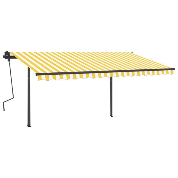 vidaXL Toldo autom&aacute;tico LED sensor de viento amarillo blanco 4,5x3,5 m