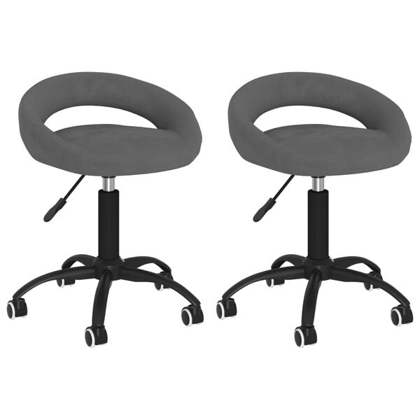 vidaXL Sillas de comedor giratorias 2 unidades terciopelo gris oscuro