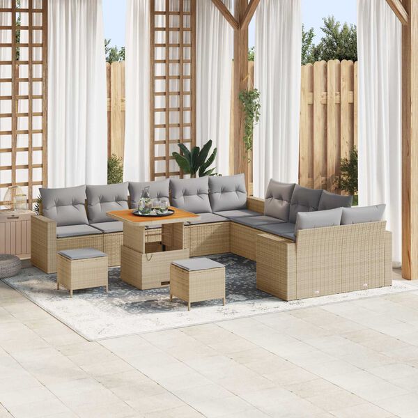 vidaXL Conjunto de sof&aacute;s de jard&iacute;n con coj&iacute;n 17 pcs Beige y Gris Claro