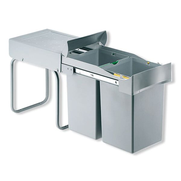 eyckhaus Cubo de reciclaje con ruedas empotrado rectangular gris 2x14L