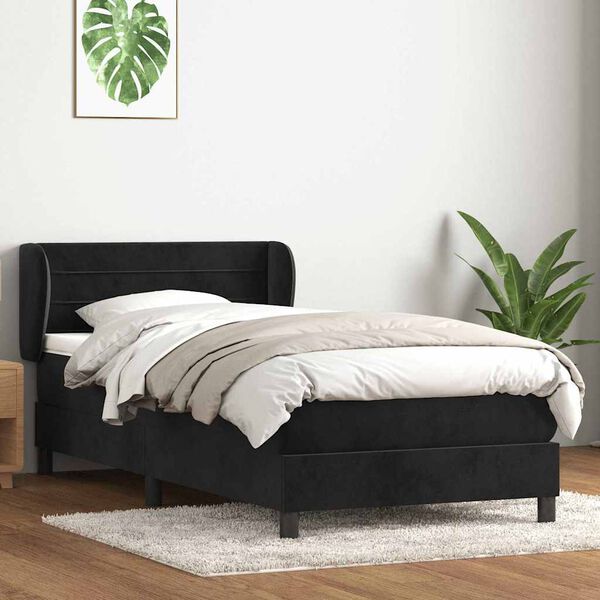 vidaXL Cama box spring con colch&oacute;n cuero sint&eacute;tico negro 80x220 cm