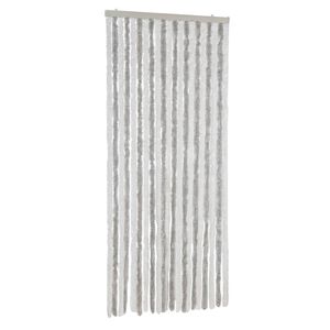 vidaXL Cortina antimoscas chenilla gris claro y blanco 90x200 cm