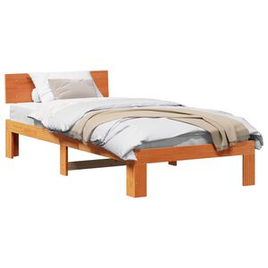 vidaXL Estructura de cama con cabecera Marr&oacute;n cera 100 x 200 cm