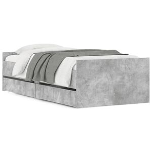 vidaXL Estructura de cama con cajones gris hormig&oacute;n 100x200 cm