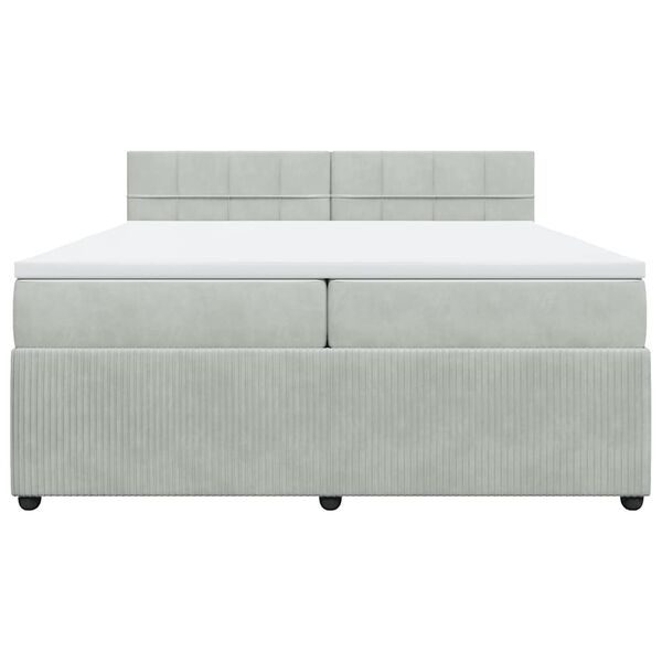 vidaXL Cama box spring con colch&oacute;n terciopelo gris claro 200x200 cm
