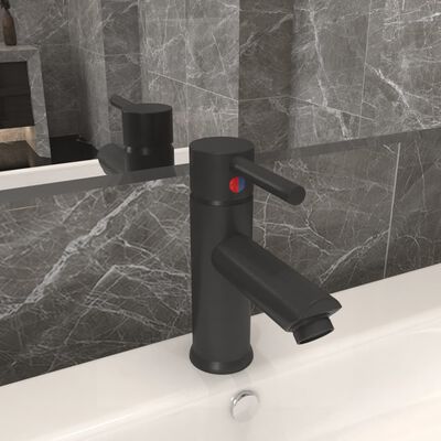 vidaXL Grifo para lavabo de baño acabado gris 130x176 mm