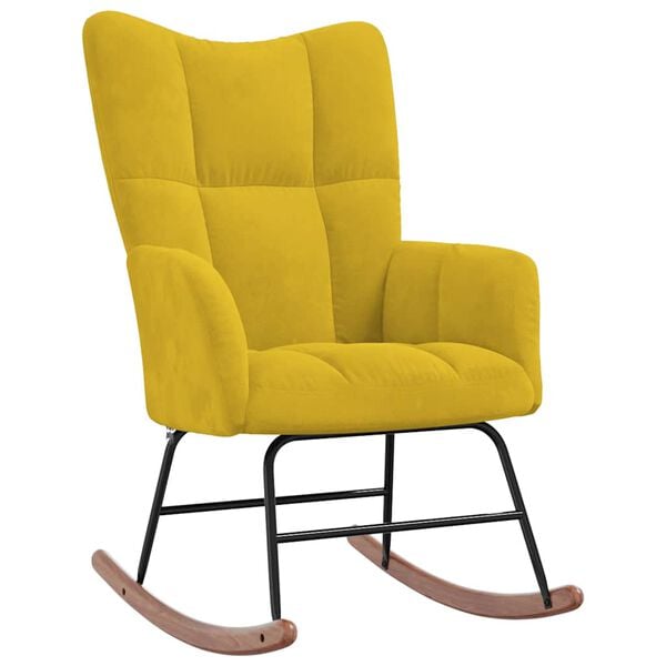 vidaXL Silla mecedora de terciopelo amarillo mostaza