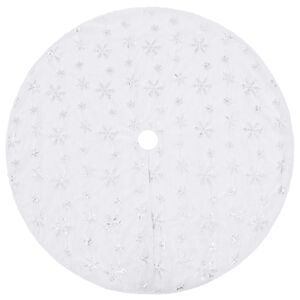 vidaXL Falda de &aacute;rbol de Navidad de lujo blanca de 90 cm de piel sint&eacute;tica