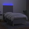 vidaXL Cama box spring colch&oacute;n y luces LED tela gris claro 90x190 cm