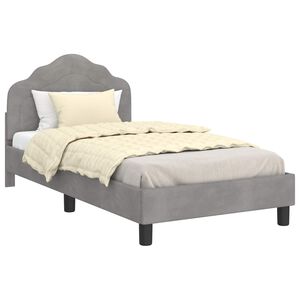 vidaXL Cama para niños con cabecero Gris Claro 80 x 160 cm Terciopelo