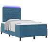 vidaXL Cama Box Spring LED con colch&oacute;n Azul Oscuro 120 x 200 cm tela