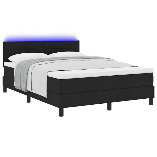 vidaXL Cama tipo Box Spring con colch&oacute;n Negro 140 x 190 cm tela
