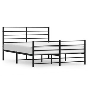 vidaXL Estructura cama sin colch&oacute;n con estribo metal negro 135x190 cm