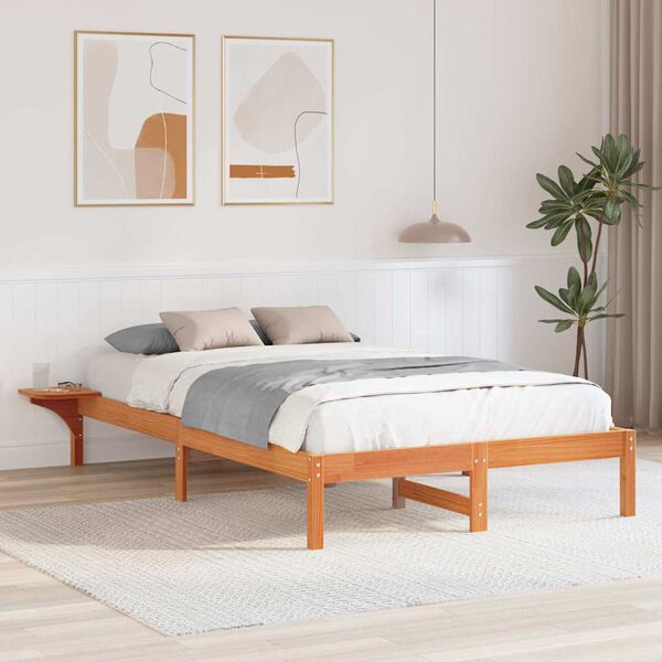 vidaXL Estructura de cama Marrón cera 140 x 190 cm