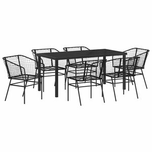 vidaXL Conjunto de Comedor de Jard&iacute;n 7 pcs Negro rat&aacute;n sint&eacute;tico